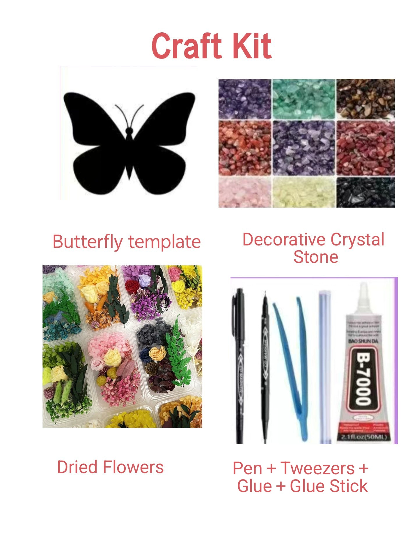 DIY Dried Flower & Butterfly Crystal Craft Kit - 8-inch Framed Painting, Perfect Couple Gift