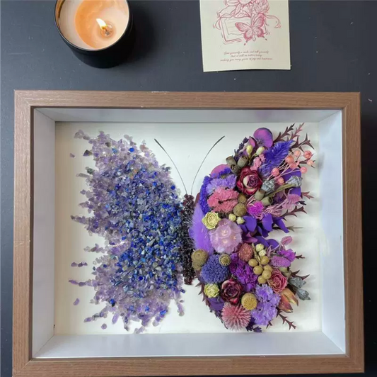 DIY Dried Flower & Butterfly Crystal Craft Kit - 8-inch Framed Painting, Perfect Couple Gift