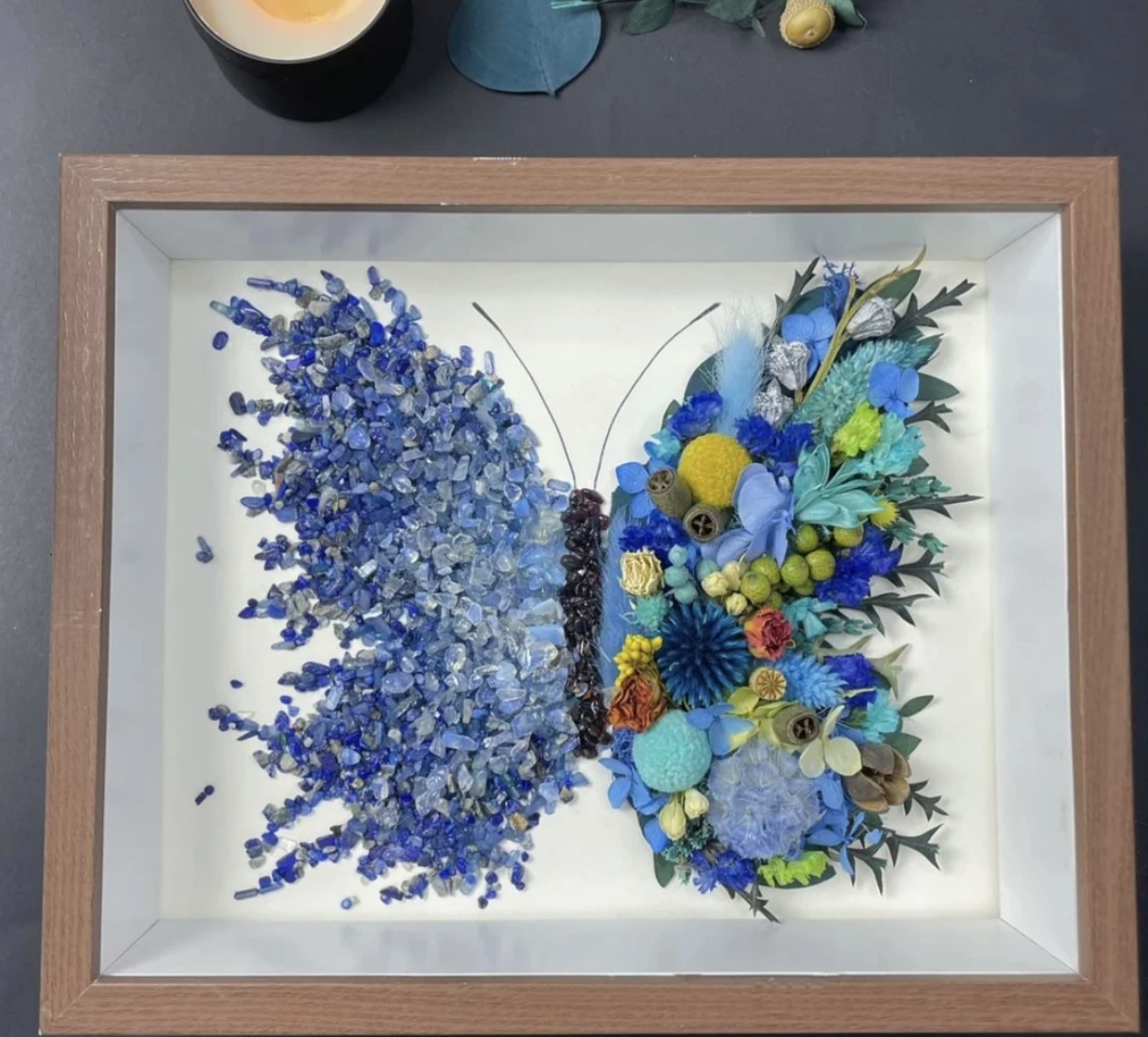 DIY Dried Flower & Butterfly Crystal Craft Kit - 8-inch Framed Painting, Perfect Couple Gift