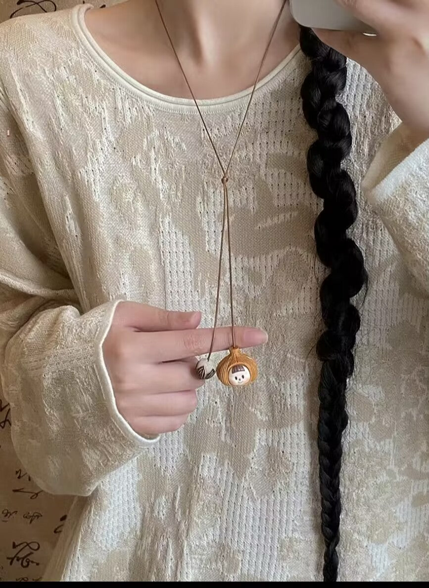 Persimmon pendant long necklace women's ethnic style decoration accessories