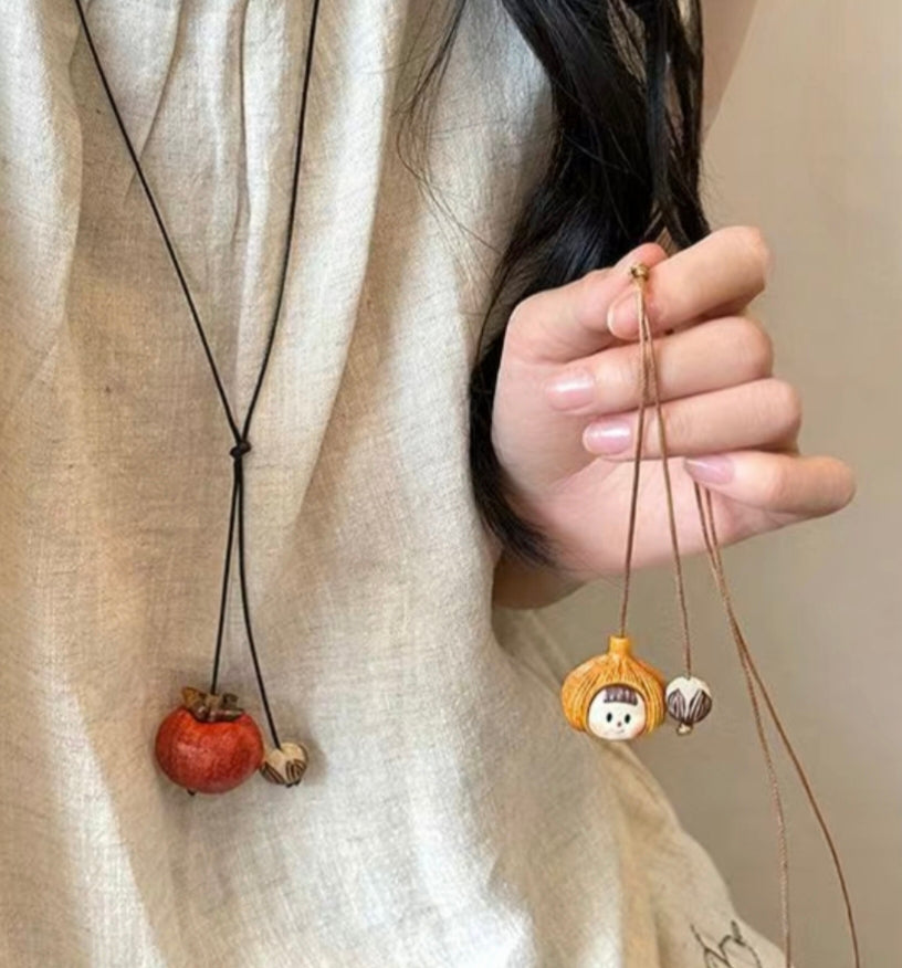 Persimmon pendant long necklace women's ethnic style decoration accessories