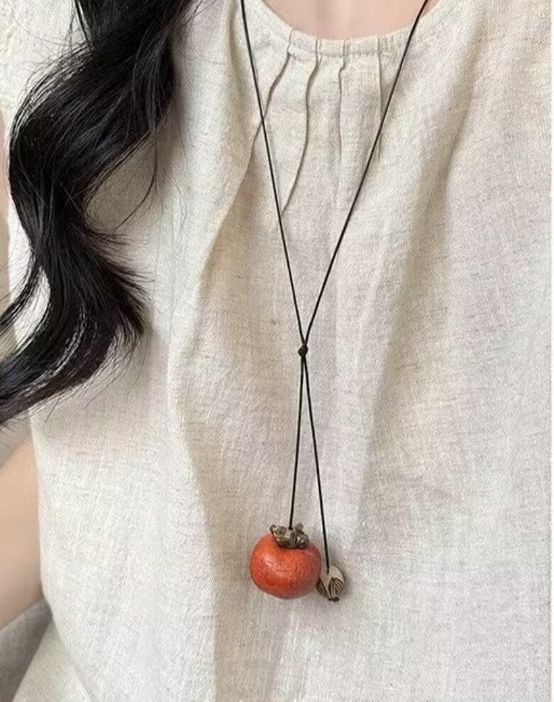 Persimmon pendant long necklace women's ethnic style decoration accessories