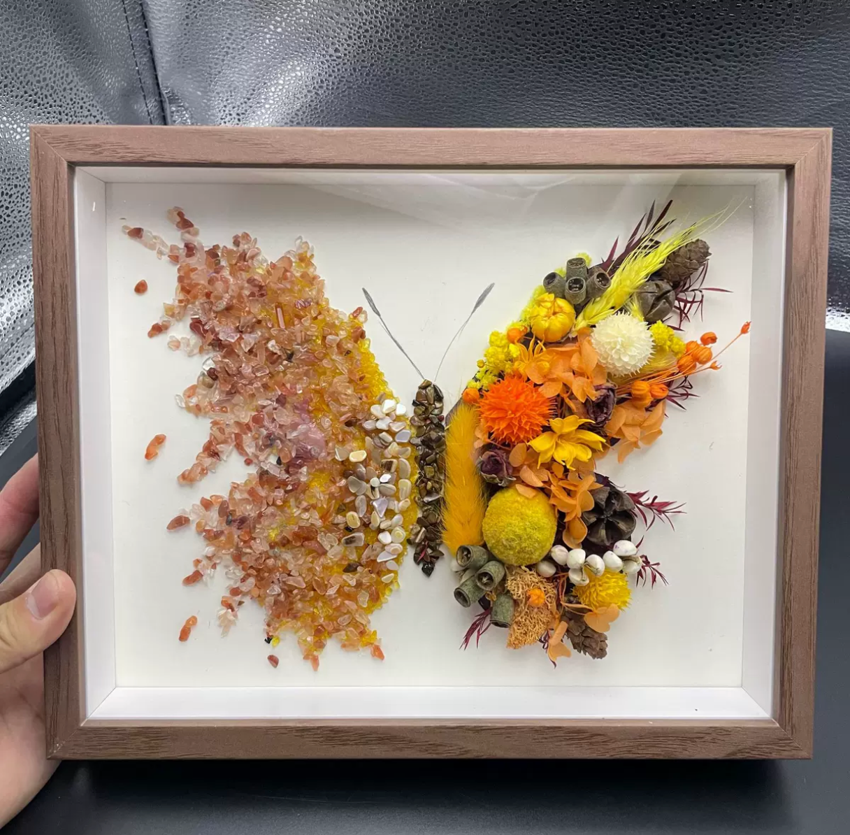 DIY Dried Flower & Butterfly Crystal Craft Kit - 8-inch Framed Painting, Perfect Couple Gift