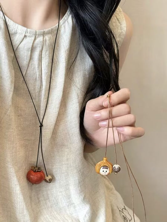 Persimmon pendant long necklace women's ethnic style decoration accessories
