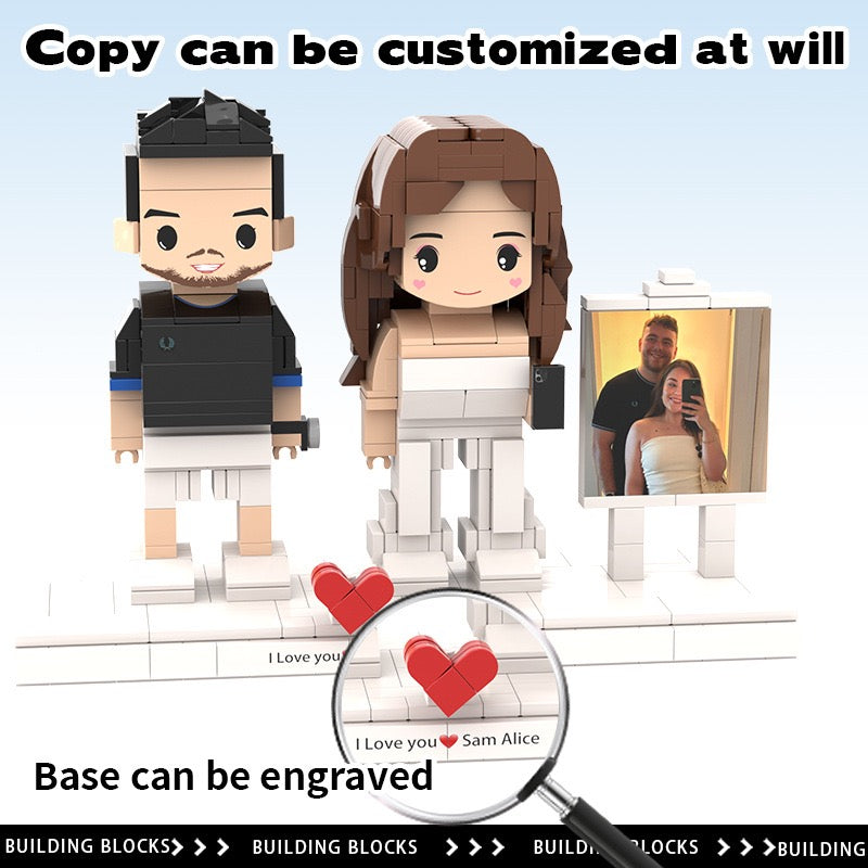 Custom Couple LEGO Portrait | Personalized Photo Building Blocks Gift